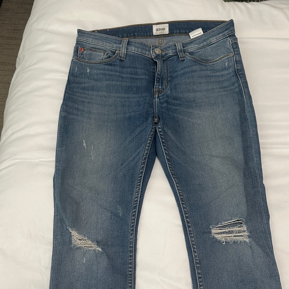 Hudson Jeans Women's Straight Leg in Distressed Blue